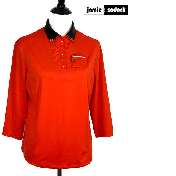 jamie sadock Tops - Jamie Sadock Red 1/4 Zip 3/4 Sleeve Golf Top Tee Medium
